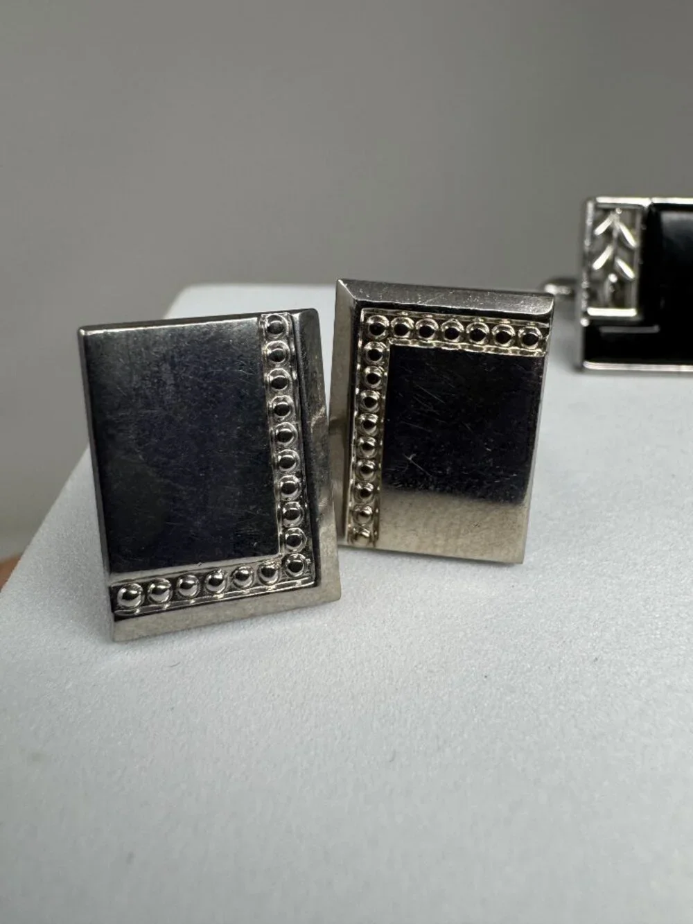 Lot of 3 Vintage Hickok USA Swank Men’s Cufflinks Silver Tone Black MCM
